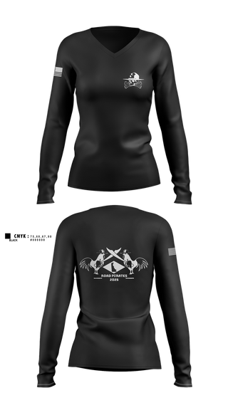 Womens Long Sleeve Vneck Shirt, Road Pirates, , Teamtime, Team time, sublimation, custom sports apparel, team uniforms, spirit wear, spiritwear, sports uniforms, custom shirts, team store, custom team store, fundraiser sports, apparel fundraiser