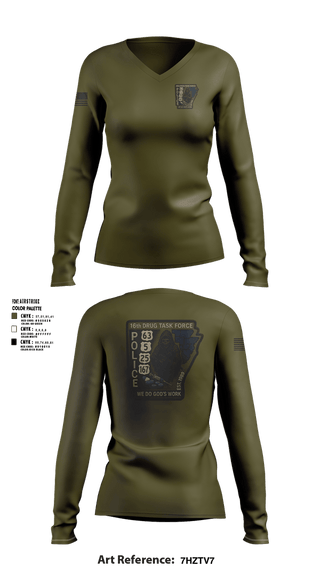 Womens Long Sleeve Vneck Shirt, 16th Drug Task Force, Police, Teamtime, Team time, sublimation, custom sports apparel, team uniforms, spirit wear, spiritwear, sports uniforms, custom shirts, team store, custom team store, fundraiser sports, apparel fundraiser