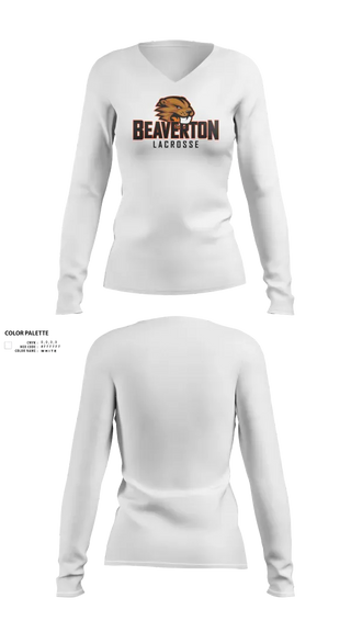 Womens Long Sleeve Vneck Shirt, Beaverton Boys Lacrosse, Men's Lacrosse, Teamtime, Team time, sublimation, custom sports apparel, team uniforms, spirit wear, spiritwear, sports uniforms, custom shirts, team store, custom team store, fundraiser sports, apparel fundraiser