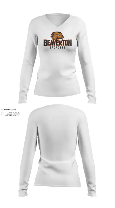Beaverton Boys Lacrosse 8252895 Women's Long Sleeve V-neck Shirt - 21