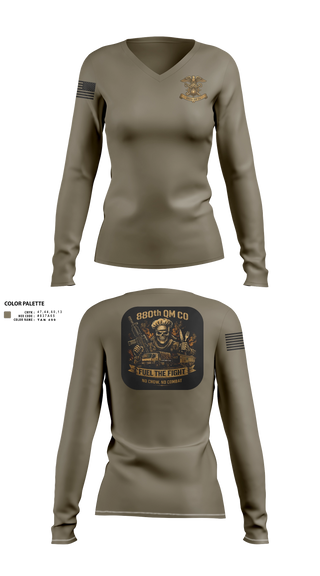 Womens Long Sleeve Vneck Shirt, 880th QM CO, Army, Teamtime, Team time, sublimation, custom sports apparel, team uniforms, spirit wear, spiritwear, sports uniforms, custom shirts, team store, custom team store, fundraiser sports, apparel fundraiser