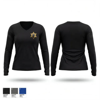 Womens Long Sleeve Vneck Shirt, Upshur County Sheriff’s Office, Police, Teamtime, Team time, sublimation, custom sports apparel, team uniforms, spirit wear, spiritwear, sports uniforms, custom shirts, team store, custom team store, fundraiser sports, apparel fundraiser