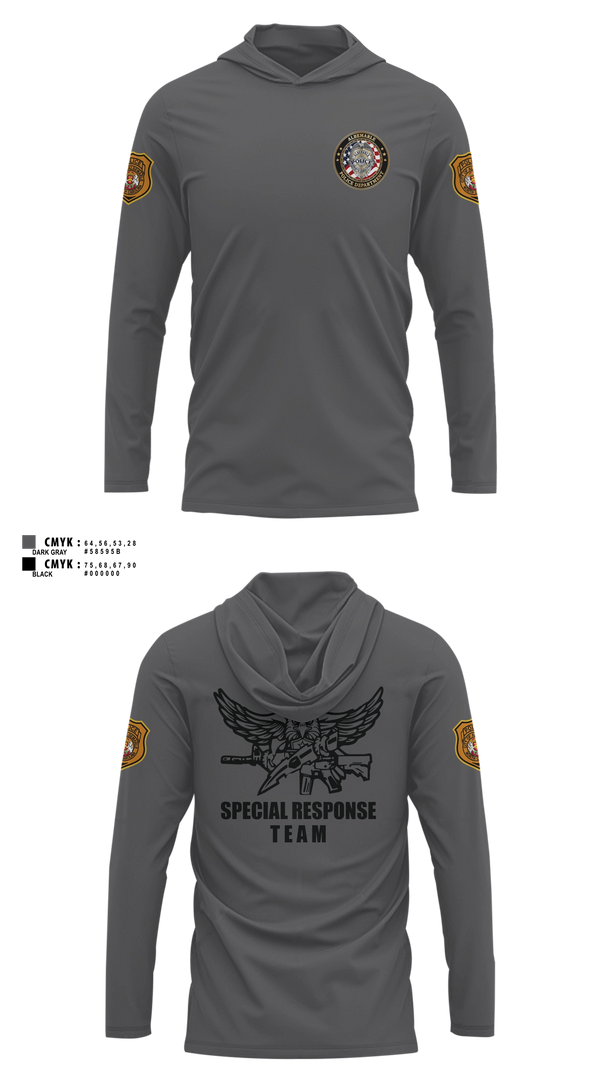 Long Sleeve hooded sunshirt, Special Response Team, Police, Teamtime, Team time, sublimation, custom sports apparel, team uniforms, spirit wear, spiritwear, sports uniforms, custom shirts, team store, custom team store, fundraiser sports, apparel fundraiser
