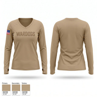 Womens Long Sleeve Vneck Shirt, US Military Wardogs, Baseball, Teamtime, Team time, sublimation, custom sports apparel, team uniforms, spirit wear, spiritwear, sports uniforms, custom shirts, team store, custom team store, fundraiser sports, apparel fundraiser