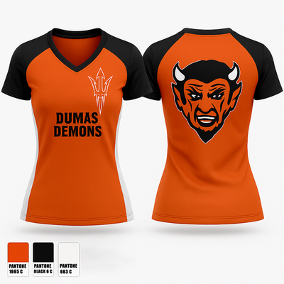 Dumas Demons 614182 Women's Short Sleeve V-neck Shirt - 1