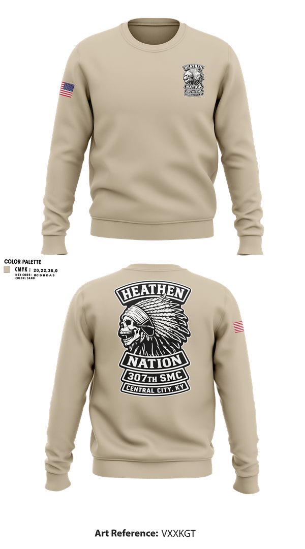 Crew Neck Sweatshirt, 307th SMC, National Guard, Teamtime, Team time, sublimation, custom sports apparel, team uniforms, spirit wear, spiritwear, sports uniforms, custom shirts, team store, custom team store, fundraiser sports, apparel fundraiser