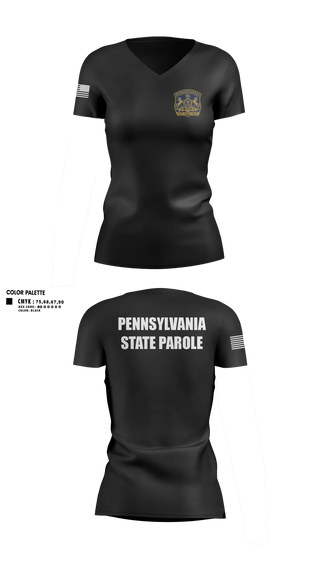 Womens Short Sleeve Vneck Shirt, Pennsylvania State Parole, Police, Teamtime, Team time, sublimation, custom sports apparel, team uniforms, spirit wear, spiritwear, sports uniforms, custom shirts, team store, custom team store, fundraiser sports, apparel fundraiser