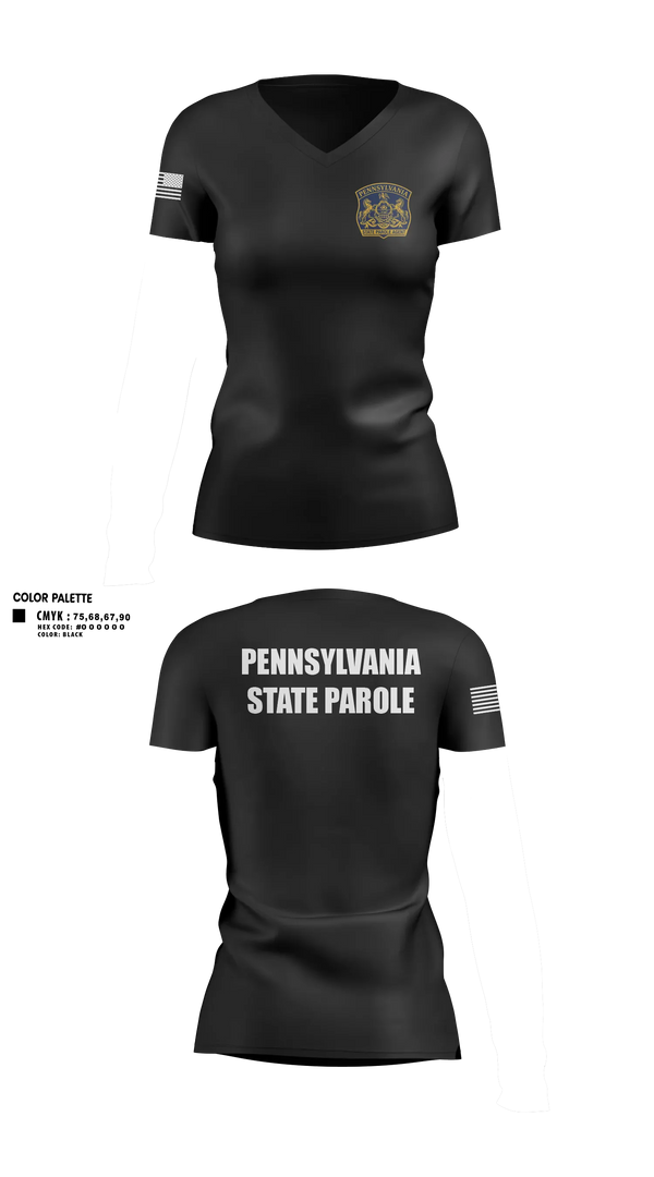 Womens Short Sleeve Vneck Shirt, Pennsylvania State Parole, Police, Teamtime, Team time, sublimation, custom sports apparel, team uniforms, spirit wear, spiritwear, sports uniforms, custom shirts, team store, custom team store, fundraiser sports, apparel fundraiser
