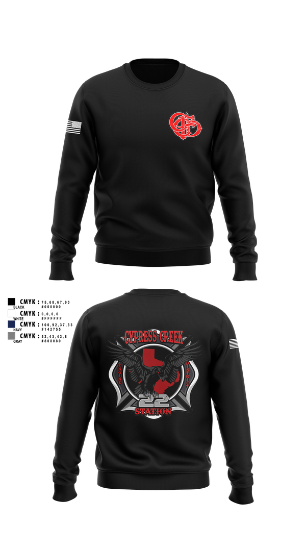 Crew Neck Sweatshirt, Cy creek fire 22, , Teamtime, Team time, sublimation, custom sports apparel, team uniforms, spirit wear, spiritwear, sports uniforms, custom shirts, team store, custom team store, fundraiser sports, apparel fundraiser
