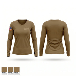 Womens Long Sleeve Vneck Shirt, Graphics Campus NJROTC, Navy, Teamtime, Team time, sublimation, custom sports apparel, team uniforms, spirit wear, spiritwear, sports uniforms, custom shirts, team store, custom team store, fundraiser sports, apparel fundraiser