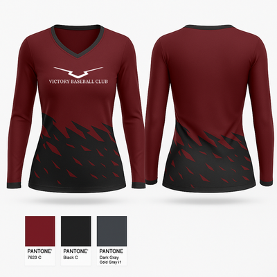 Victory Baseball 47093427 Women's Long Sleeve V-neck Shirt - 41