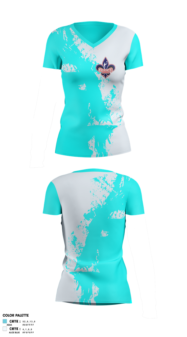 Womens Short Sleeve Vneck Shirt, Felice Kicking, , Teamtime, Team time, sublimation, custom sports apparel, team uniforms, spirit wear, spiritwear, sports uniforms, custom shirts, team store, custom team store, fundraiser sports, apparel fundraiser
