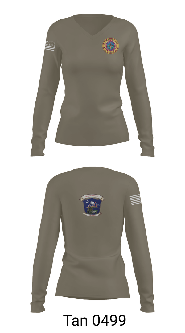 Womens Long Sleeve Vneck Shirt, 4th Medical Logistics, Marines, Teamtime, Team time, sublimation, custom sports apparel, team uniforms, spirit wear, spiritwear, sports uniforms, custom shirts, team store, custom team store, fundraiser sports, apparel fundraiser