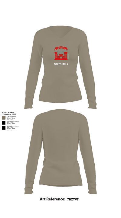 571st CEC-A 52010790 Women's Long Sleeve V-neck Shirt - 62