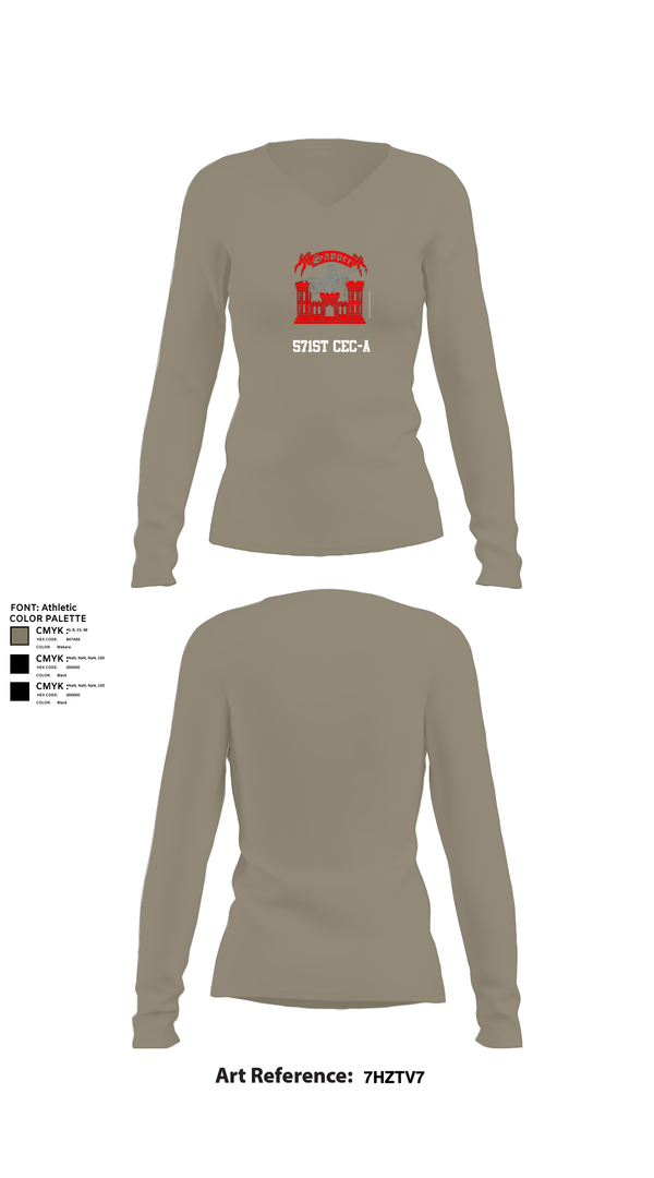 Womens Long Sleeve Vneck Shirt, 571st CEC-A, , Teamtime, Team time, sublimation, custom sports apparel, team uniforms, spirit wear, spiritwear, sports uniforms, custom shirts, team store, custom team store, fundraiser sports, apparel fundraiser