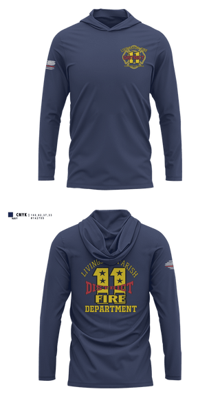 Long Sleeve Performance Shirt with hood, Livingston parish fire district 11, Fire Department, Teamtime, Team time, sublimation, custom sports apparel, team uniforms, spirit wear, spiritwear, sports uniforms, custom shirts, team store, custom team store, fundraiser sports, apparel fundraiser
