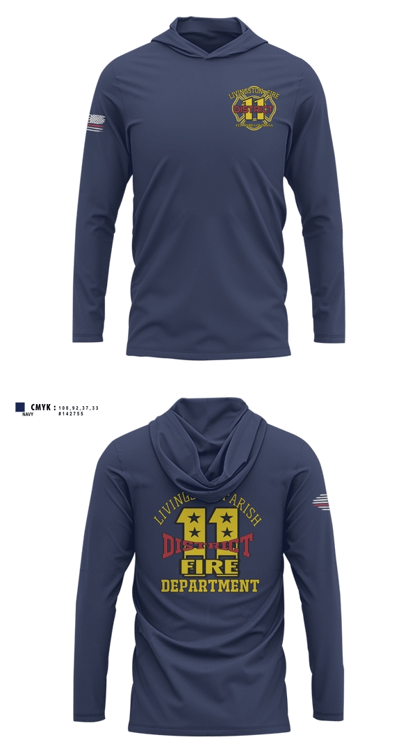 Long Sleeve Performance Shirt with hood, Livingston parish fire district 11, Fire Department, Teamtime, Team time, sublimation, custom sports apparel, team uniforms, spirit wear, spiritwear, sports uniforms, custom shirts, team store, custom team store, fundraiser sports, apparel fundraiser