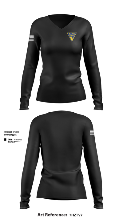 FIRE POLICE OF NJ 57693840 Women's Long Sleeve V-neck Shirt - 1