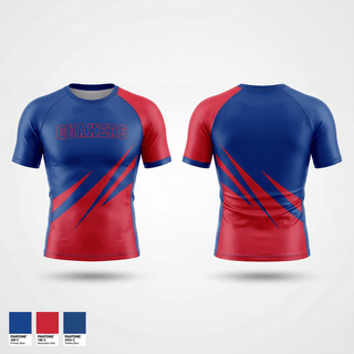 Short Sleeve Rash Guard Shirt, Quakers, Wrestling, Teamtime, Team time, sublimation, custom sports apparel, team uniforms, spirit wear, spiritwear, sports uniforms, custom shirts, team store, custom team store, fundraiser sports, apparel fundraiser
