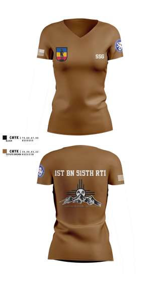 Womens Short Sleeve Vneck Shirt, 1st BN 515th RTI, Army, Teamtime, Team time, sublimation, custom sports apparel, team uniforms, spirit wear, spiritwear, sports uniforms, custom shirts, team store, custom team store, fundraiser sports, apparel fundraiser