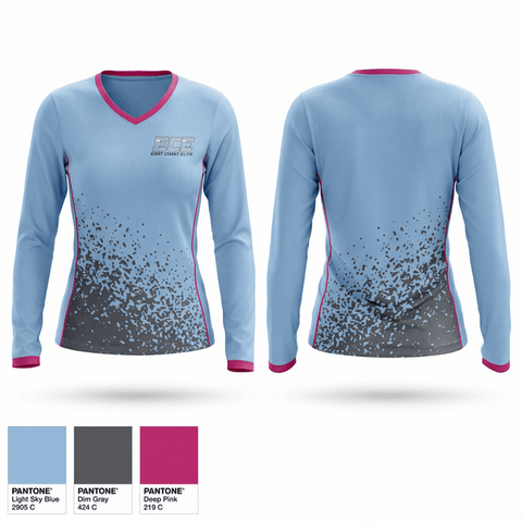 Womens Long Sleeve Vneck Shirt, East Coast Elite 12 U, Softball, Teamtime, Team time, sublimation, custom sports apparel, team uniforms, spirit wear, spiritwear, sports uniforms, custom shirts, team store, custom team store, fundraiser sports, apparel fundraiser