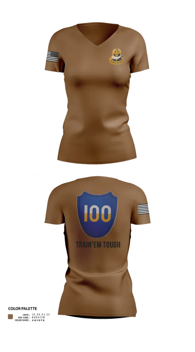 100th Training Division Women's Short Sleeve V-neck Shirt - 22