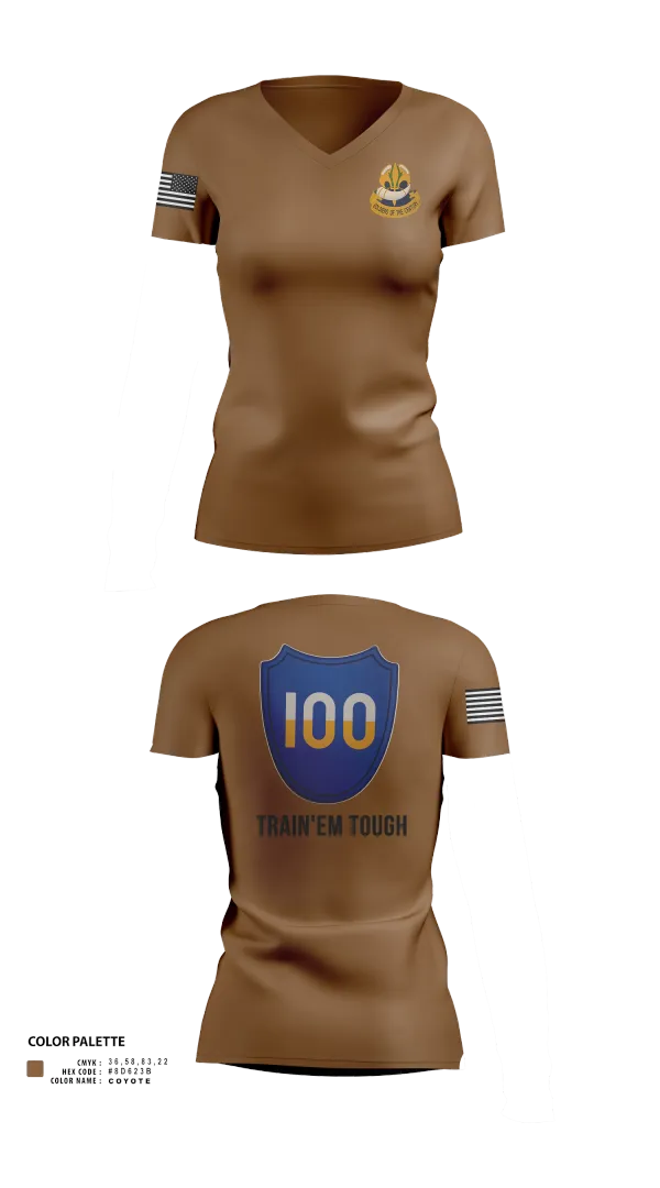 Womens Short Sleeve Vneck Shirt, 100th Training Division, Army, Teamtime, Team time, sublimation, custom sports apparel, team uniforms, spirit wear, spiritwear, sports uniforms, custom shirts, team store, custom team store, fundraiser sports, apparel fundraiser