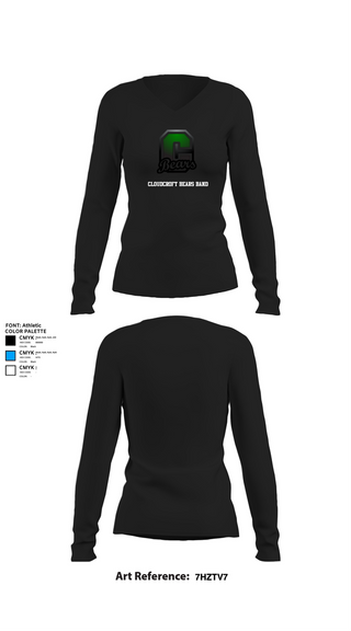 Womens Long Sleeve Vneck Shirt, Cloudcroft Bears Band, Spirit Store, Teamtime, Team time, sublimation, custom sports apparel, team uniforms, spirit wear, spiritwear, sports uniforms, custom shirts, team store, custom team store, fundraiser sports, apparel fundraiser