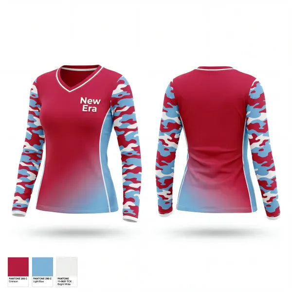 Womens Long Sleeve Vneck Shirt, New Era, Baseball, Teamtime, Team time, sublimation, custom sports apparel, team uniforms, spirit wear, spiritwear, sports uniforms, custom shirts, team store, custom team store, fundraiser sports, apparel fundraiser