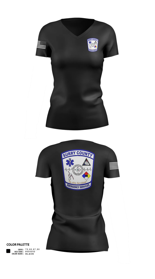 Womens Short Sleeve Vneck Shirt, Surry County EMS, EMS/EMT, Teamtime, Team time, sublimation, custom sports apparel, team uniforms, spirit wear, spiritwear, sports uniforms, custom shirts, team store, custom team store, fundraiser sports, apparel fundraiser