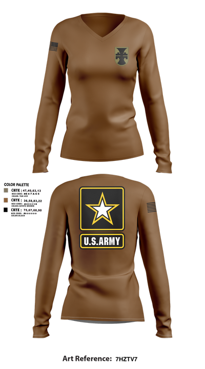 702nd eng 57961606 Women's Long Sleeve V-neck Shirt - 3