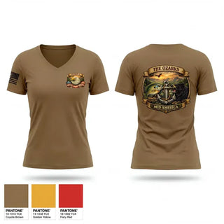 Womens Short Sleeve Vneck Shirt, Ozark Mid America, Navy, Teamtime, Team time, sublimation, custom sports apparel, team uniforms, spirit wear, spiritwear, sports uniforms, custom shirts, team store, custom team store, fundraiser sports, apparel fundraiser