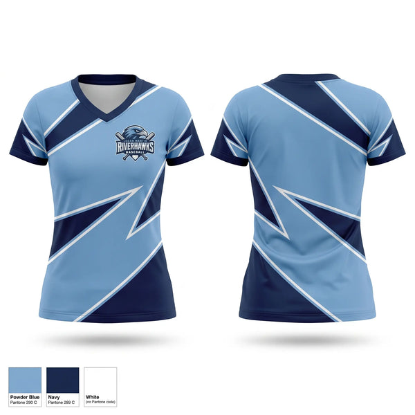 Womens Short Sleeve Vneck Shirt, Logan Martin Riverhawks, Baseball, Teamtime, Team time, sublimation, custom sports apparel, team uniforms, spirit wear, spiritwear, sports uniforms, custom shirts, team store, custom team store, fundraiser sports, apparel fundraiser