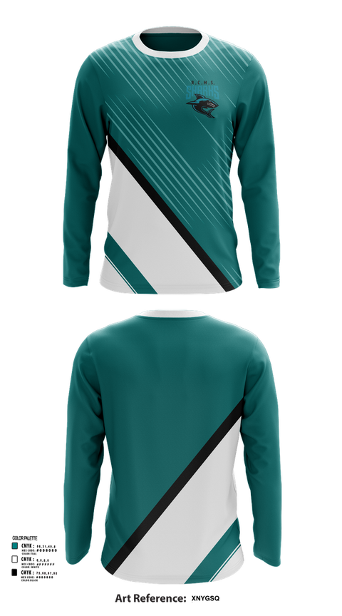 Long Sleeve Performance Shirt, Rosemary Clarke Middle School Cheer, Cheer, Teamtime, Team time, sublimation, custom sports apparel, team uniforms, spirit wear, spiritwear, sports uniforms, custom shirts, team store, custom team store, fundraiser sports, apparel fundraiser