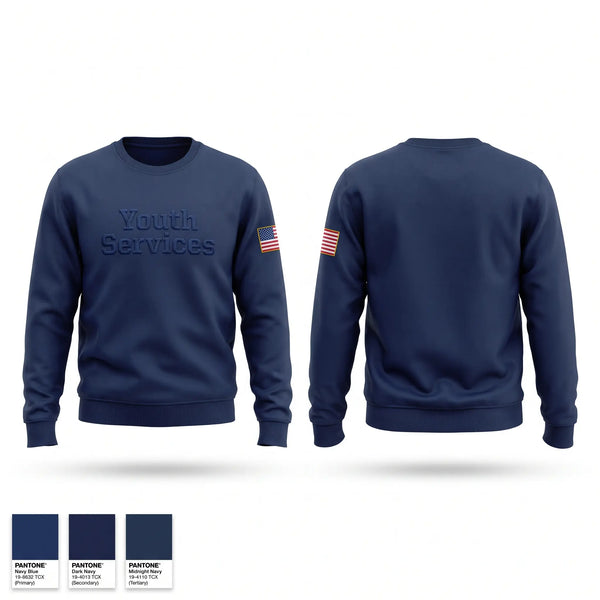 Crew Neck Sweatshirt, Youth Services, Police, Teamtime, Team time, sublimation, custom sports apparel, team uniforms, spirit wear, spiritwear, sports uniforms, custom shirts, team store, custom team store, fundraiser sports, apparel fundraiser