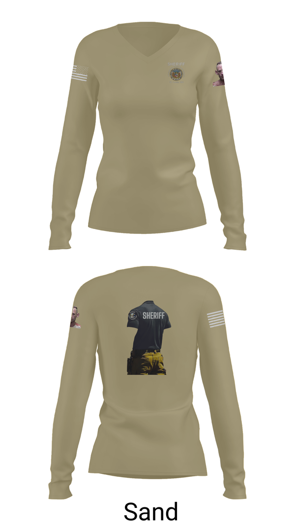 Womens Long Sleeve Vneck Shirt, Sheriff Transportation, , Teamtime, Team time, sublimation, custom sports apparel, team uniforms, spirit wear, spiritwear, sports uniforms, custom shirts, team store, custom team store, fundraiser sports, apparel fundraiser