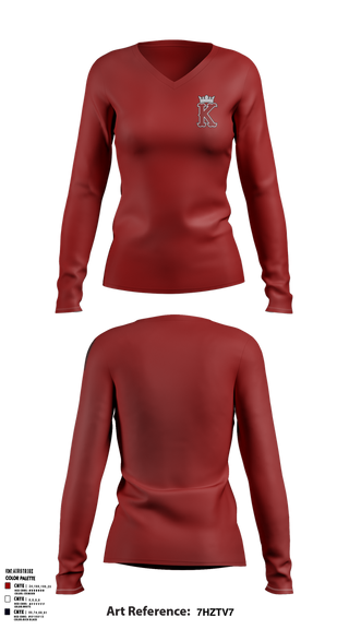 Womens Long Sleeve Vneck Shirt, Kings Regiment Marching Band, , Teamtime, Team time, sublimation, custom sports apparel, team uniforms, spirit wear, spiritwear, sports uniforms, custom shirts, team store, custom team store, fundraiser sports, apparel fundraiser