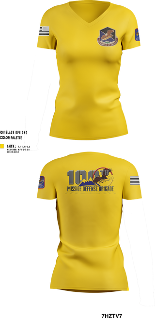 Womens Short Sleeve Vneck Shirt, 100th Missile Defense Brigade, , Teamtime, Team time, sublimation, custom sports apparel, team uniforms, spirit wear, spiritwear, sports uniforms, custom shirts, team store, custom team store, fundraiser sports, apparel fundraiser