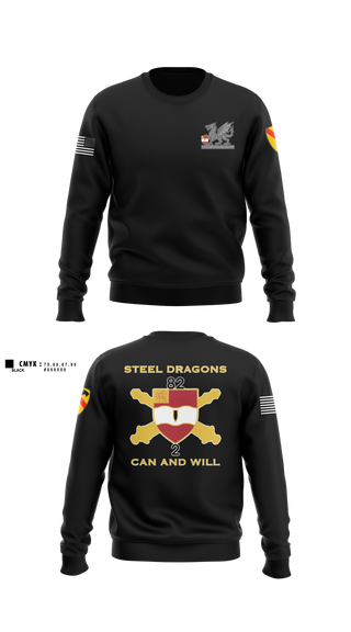 Crew Neck Sweatshirt, 2nd Battalion 82nd Field Artillery “Steel Dragon”, Army, Teamtime, Team time, sublimation, custom sports apparel, team uniforms, spirit wear, spiritwear, sports uniforms, custom shirts, team store, custom team store, fundraiser sports, apparel fundraiser