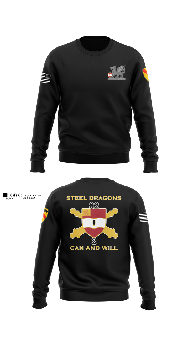 Crew Neck Sweatshirt, 2nd Battalion 82nd Field Artillery “Steel Dragon”, Army, Teamtime, Team time, sublimation, custom sports apparel, team uniforms, spirit wear, spiritwear, sports uniforms, custom shirts, team store, custom team store, fundraiser sports, apparel fundraiser