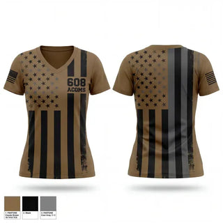 Womens Short Sleeve Vneck Shirt, 608 ACOMS, Air Force, Teamtime, Team time, sublimation, custom sports apparel, team uniforms, spirit wear, spiritwear, sports uniforms, custom shirts, team store, custom team store, fundraiser sports, apparel fundraiser