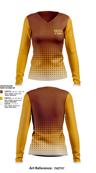 Womens Long Sleeve Vneck Shirt, Delta jr kings youth football and cheer, , Teamtime, Team time, sublimation, custom sports apparel, team uniforms, spirit wear, spiritwear, sports uniforms, custom shirts, team store, custom team store, fundraiser sports, apparel fundraiser