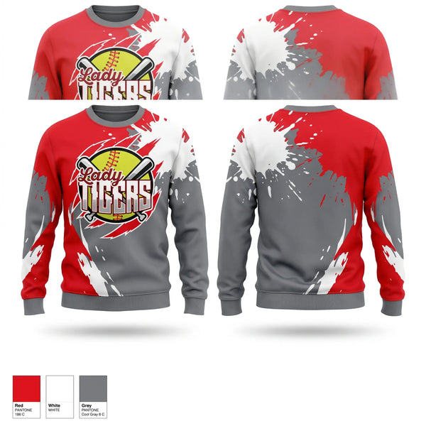 Crew Neck Sweatshirt, Lady Tigers, Softball, Teamtime, Team time, sublimation, custom sports apparel, team uniforms, spirit wear, spiritwear, sports uniforms, custom shirts, team store, custom team store, fundraiser sports, apparel fundraiser