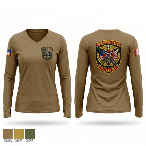 Womens Long Sleeve Vneck Shirt, 338th MED BDE, Army, Teamtime, Team time, sublimation, custom sports apparel, team uniforms, spirit wear, spiritwear, sports uniforms, custom shirts, team store, custom team store, fundraiser sports, apparel fundraiser