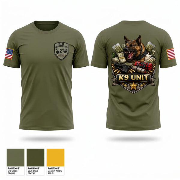Old School Cotton Feel Shirt, Camp Pendleton PMO K9, Marines, Teamtime, Team time, sublimation, custom sports apparel, team uniforms, spirit wear, spiritwear, sports uniforms, custom shirts, team store, custom team store, fundraiser sports, apparel fundraiser