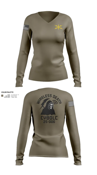 Womens Long Sleeve Vneck Shirt, CyBOLC 25-006, , Teamtime, Team time, sublimation, custom sports apparel, team uniforms, spirit wear, spiritwear, sports uniforms, custom shirts, team store, custom team store, fundraiser sports, apparel fundraiser