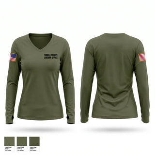 Womens Long Sleeve Vneck Shirt, TERRELL COUNTY SHERIFF OFFICE, Police, Teamtime, Team time, sublimation, custom sports apparel, team uniforms, spirit wear, spiritwear, sports uniforms, custom shirts, team store, custom team store, fundraiser sports, apparel fundraiser