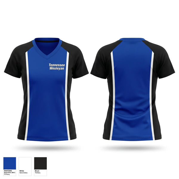 Womens Short Sleeve Vneck Shirt, Tennessee Wesleyan, Women's Basketball, Teamtime, Team time, sublimation, custom sports apparel, team uniforms, spirit wear, spiritwear, sports uniforms, custom shirts, team store, custom team store, fundraiser sports, apparel fundraiser