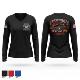 Womens Long Sleeve Vneck Shirt, Great Notch Fire Company #4, Fire Department, Teamtime, Team time, sublimation, custom sports apparel, team uniforms, spirit wear, spiritwear, sports uniforms, custom shirts, team store, custom team store, fundraiser sports, apparel fundraiser