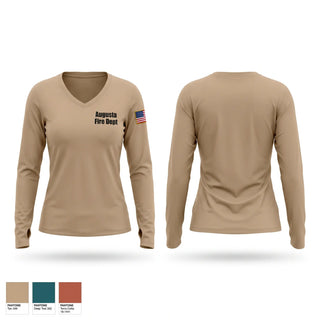 Womens Long Sleeve Vneck Shirt, Augusta Fire Dept., Fire Department, Teamtime, Team time, sublimation, custom sports apparel, team uniforms, spirit wear, spiritwear, sports uniforms, custom shirts, team store, custom team store, fundraiser sports, apparel fundraiser